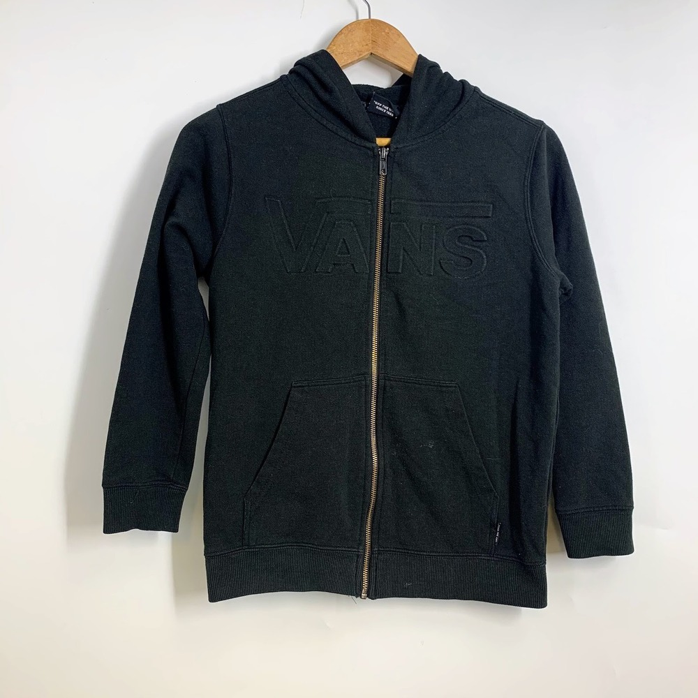 Kids Vans Black‎ Zip Up Hoodie Embossed Logo Size Small